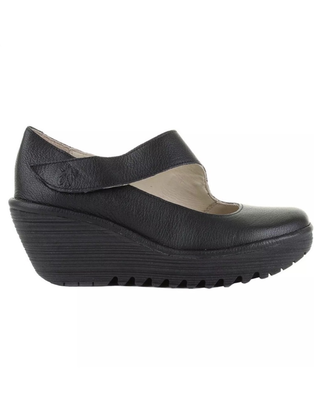 Fly London Yasi Mary Jane Wedge Size 39 Black